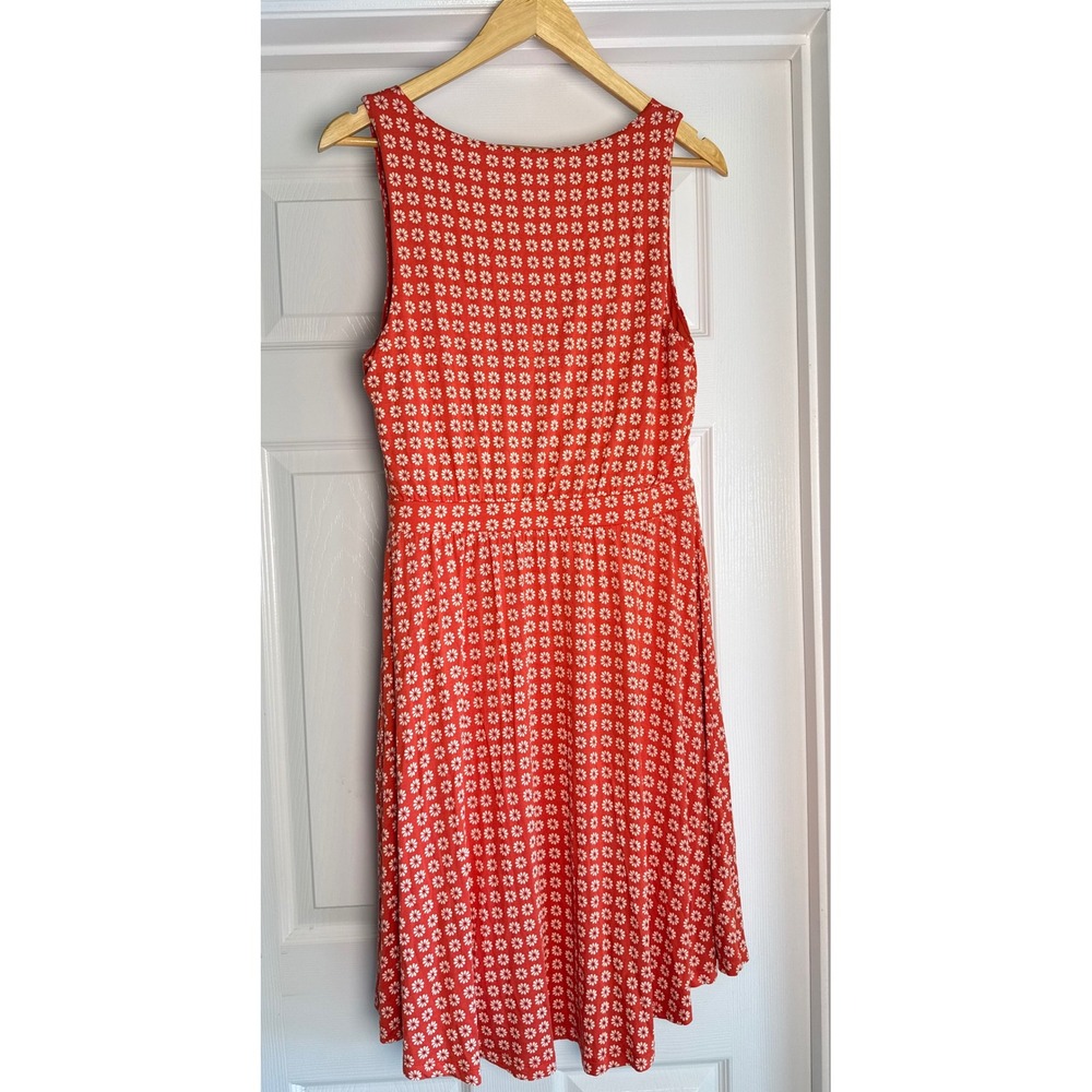 Maeve Anthropologie Dress Womens MP Orange Red Daisy Floral Cowl Neck Sleeveless